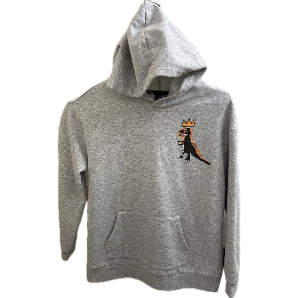 Jean Michel Basquiat Hoodie Boys L 14 Youth Gray Pullover Sweatshirt Fleece